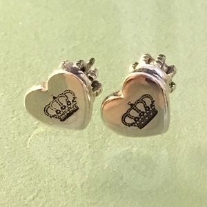 Juicy Couture silver hearts with crown etching