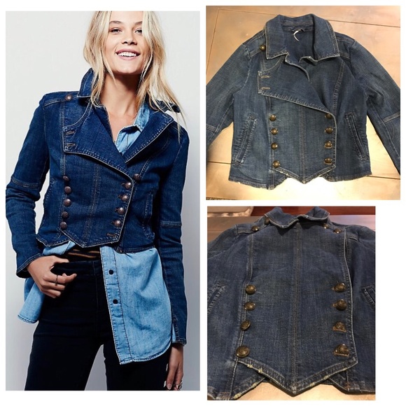 Free People Jackets & Blazers - NWT FREE PEOPLE BLUE JEAN JACKET BAND STYLE