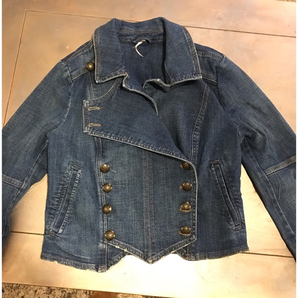 NWT FREE PEOPLE BLUE JEAN JACKET BAND STYLE - Picture 2 of 4