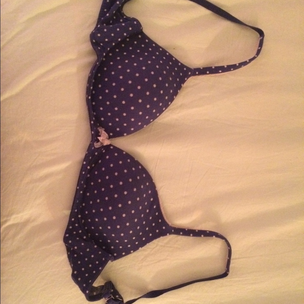 Blue polka dot Victoria's Secret bra 34B