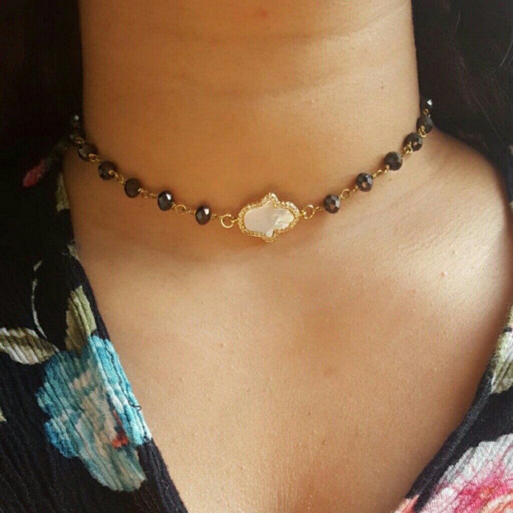 Hamsa Rosary Choker Necklace Handmade