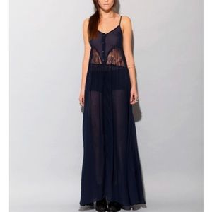 SOLD*** Navy Sheer Lace Cut Out Maxi Dress