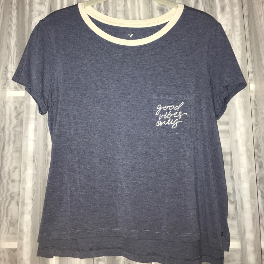 American Eagle "Good Vibes Only" pocket tee
