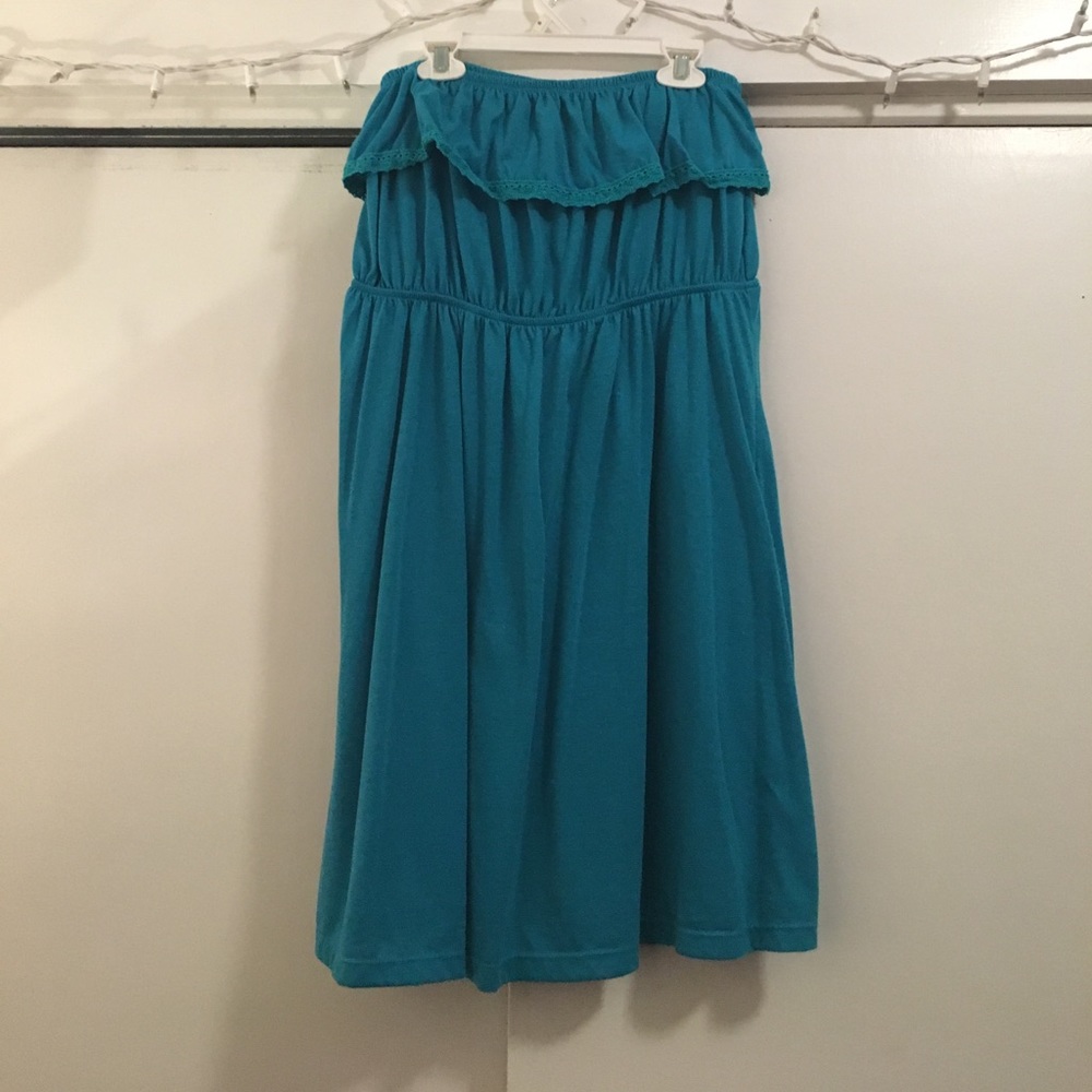 Blue strapless sundress