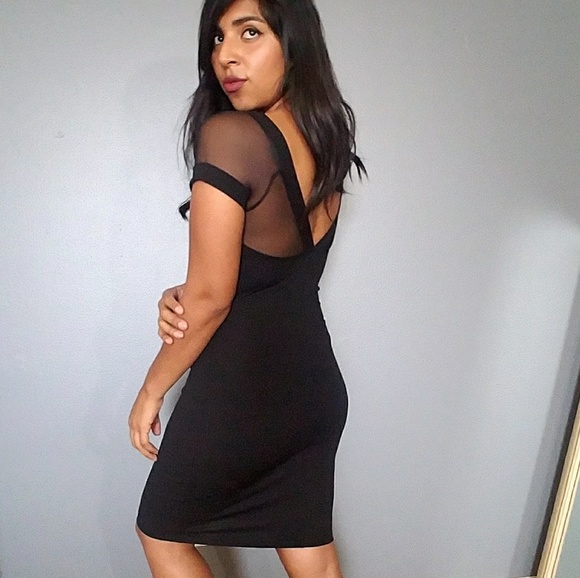 //LAST SMALL// KATE BLACK MESH BODYCON DRESS - Picture 2 of 5