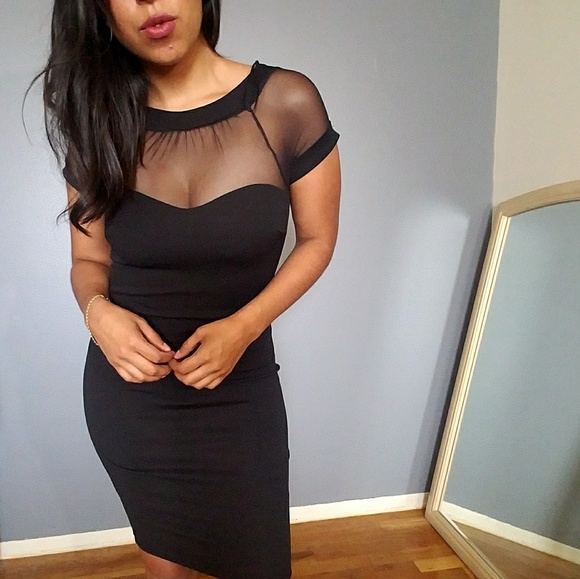 //LAST SMALL// KATE BLACK MESH BODYCON DRESS - Picture 3 of 5