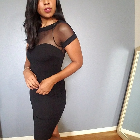 //LAST SMALL// KATE BLACK MESH BODYCON DRESS - Picture 4 of 5