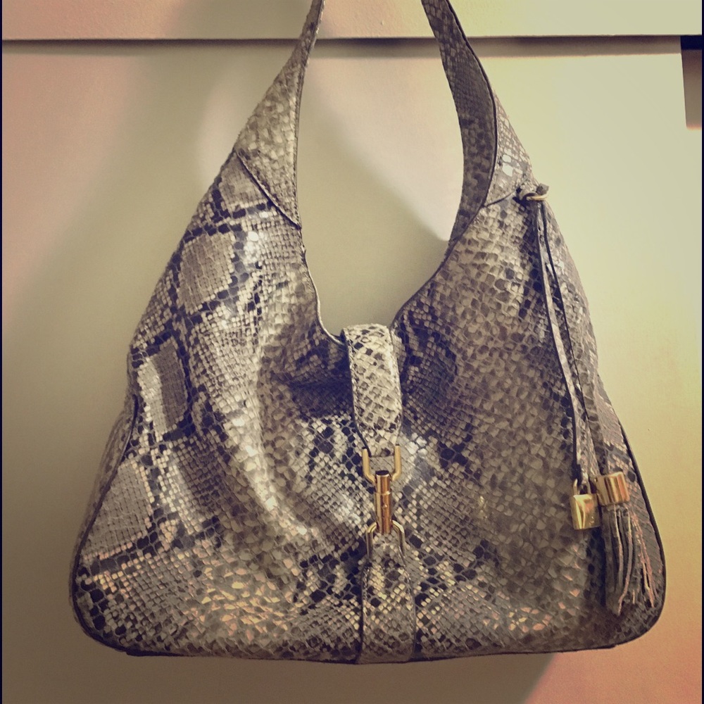 G.I.L.I Genuine leather snakeskin hobo bag