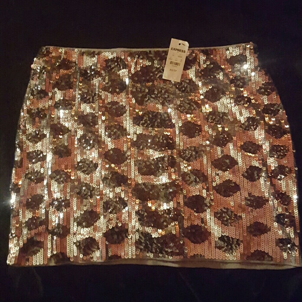 Express leopard sequin skirt