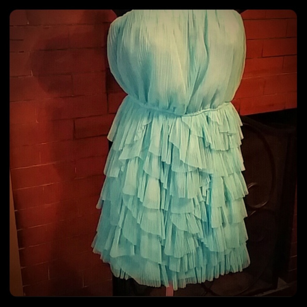 BCBG Turquoise Ruffled Dress - Picture 2 of 4