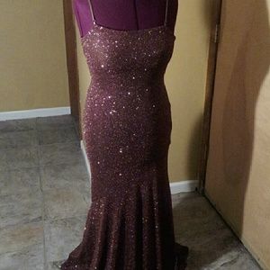 Copper Glitter Evening Gown