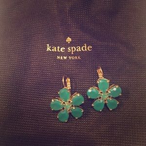 Blue Green Kate Spade flower earrings worn once!