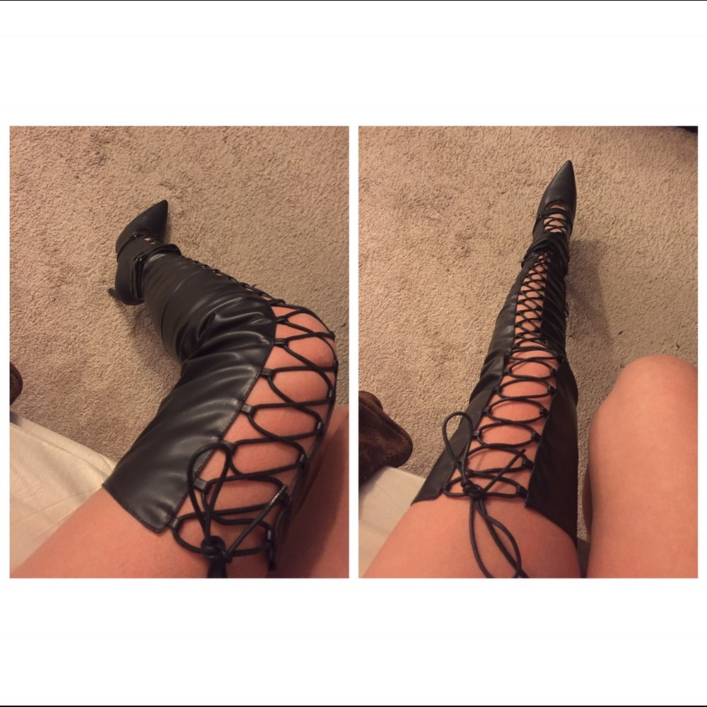 Thigh high boots with shoe lace 🙌🏼