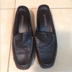 Aerosoles soft black leather mules