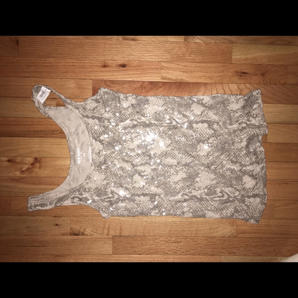 Snake skin sequin tank