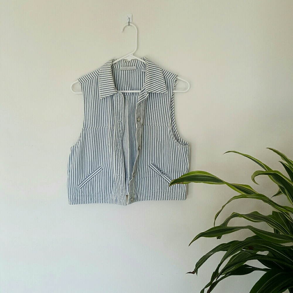Vintage pin stripe jean vest