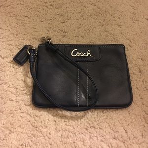 Coach navy leather wristlet