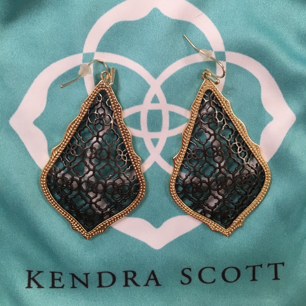 Kendra Scott Adair earrings - gunmetal & gold