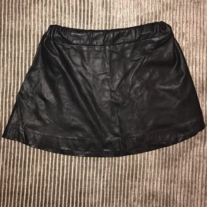 Black A-line leather skirt