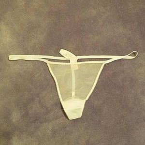 VS White Silk Thong