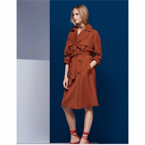 Rust super luxe knee length trench coat - Picture 2 of 4