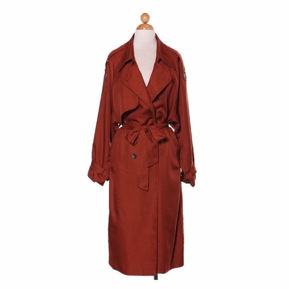 Rust super luxe knee length trench coat - Picture 3 of 4