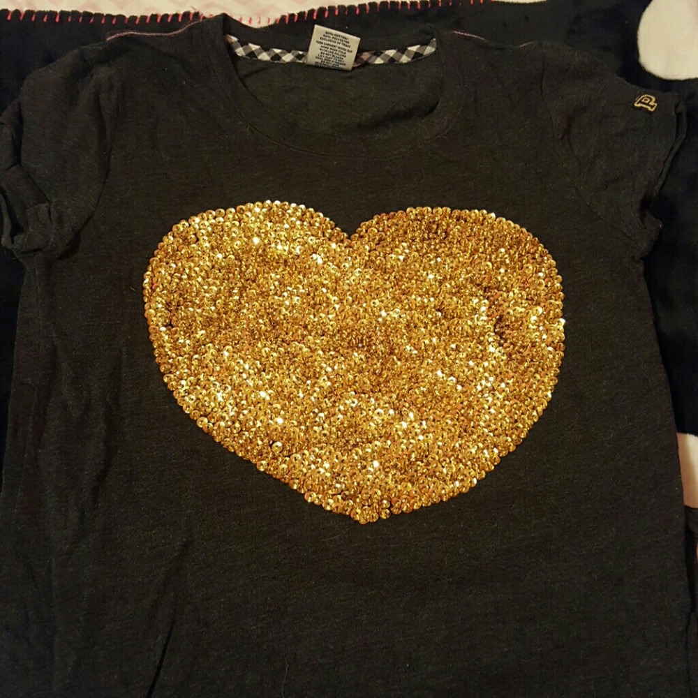 sequin gold heart