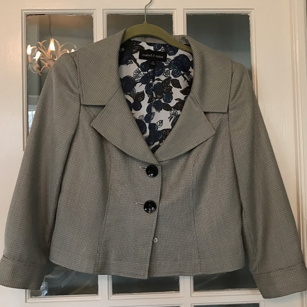 Smart checked short jacket with skirt