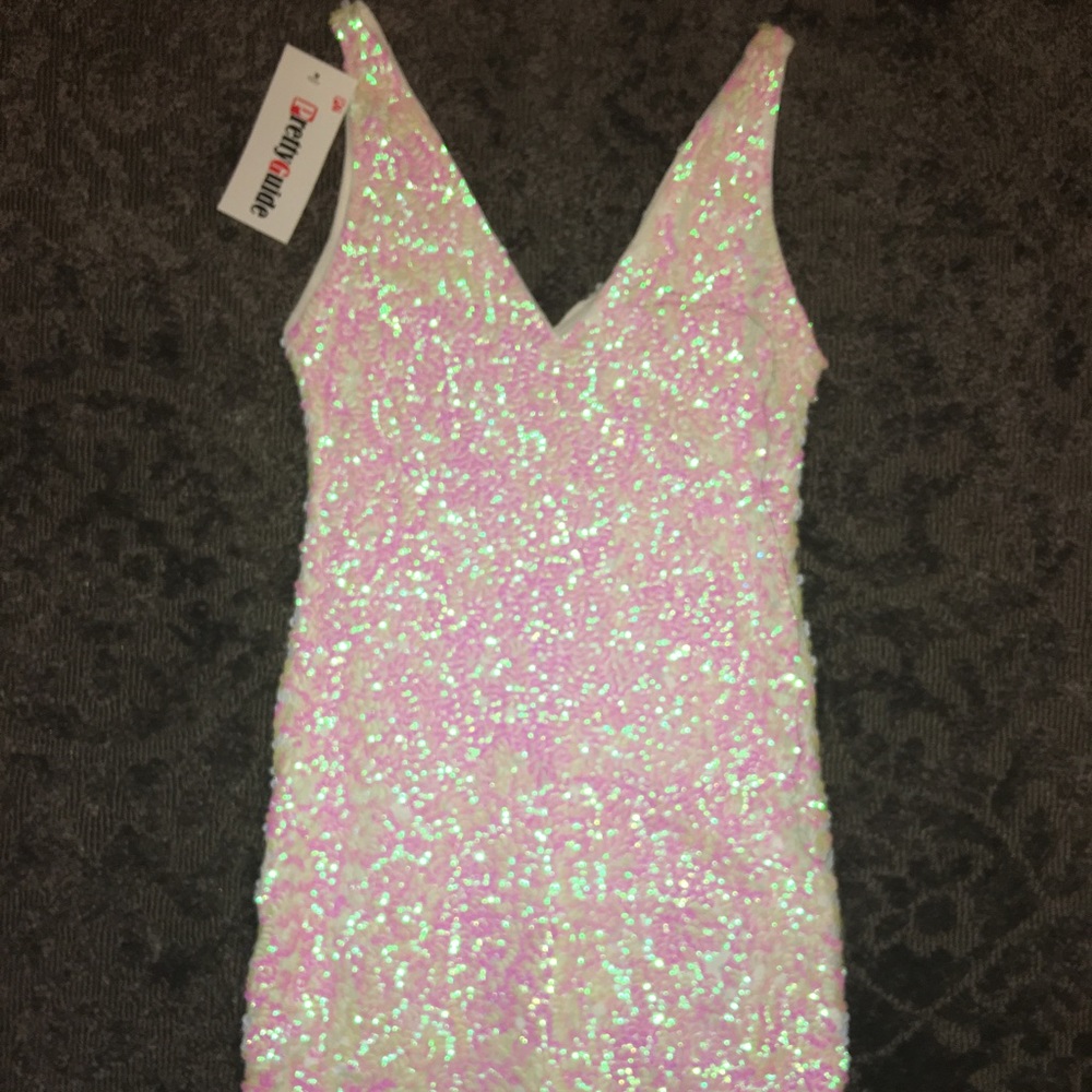 White sequined dress
