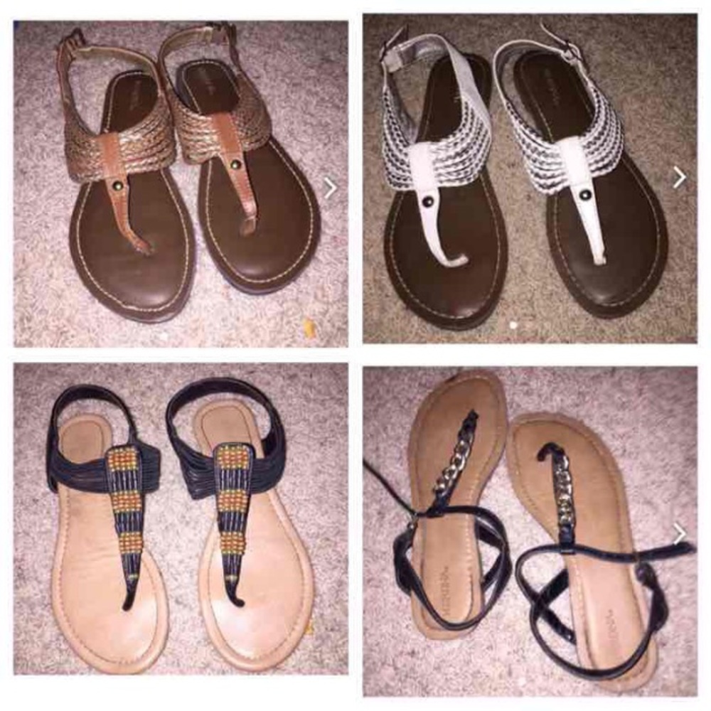 Brown white black sandals