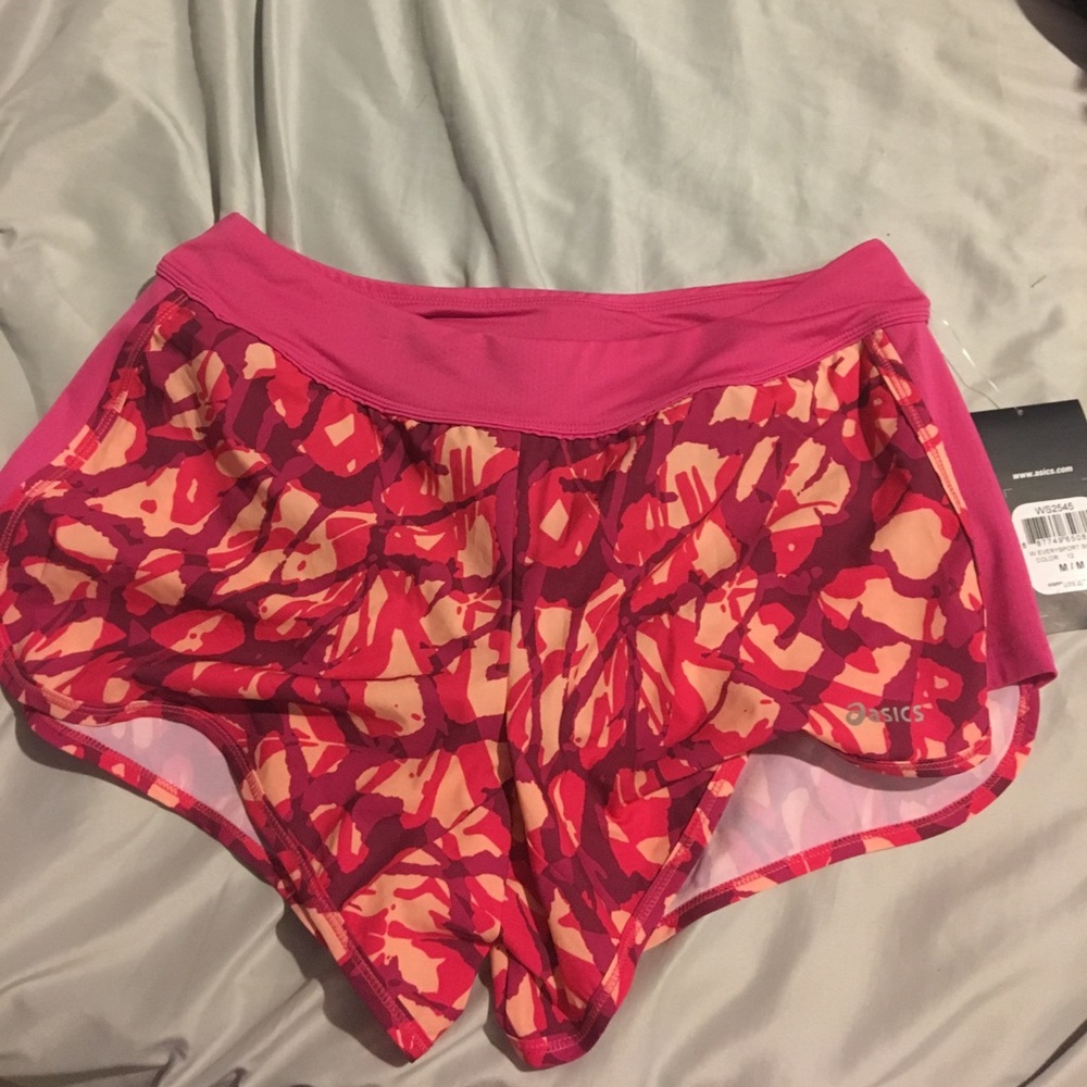 Asics patterned work out shorts