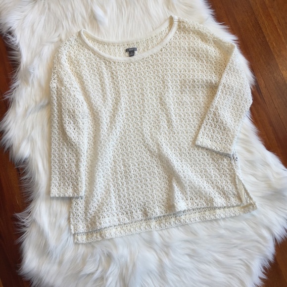 aerie Sweaters - SALE Aerie White Open Knit 3/4 Sleeve Sweater