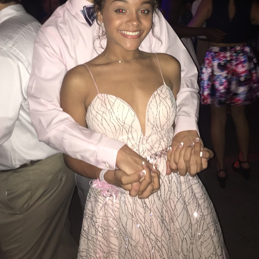 Sparkly light pink prom dress