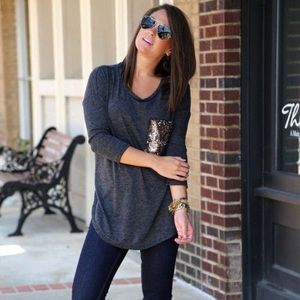 3/4 sleeve with Sequin Pocket