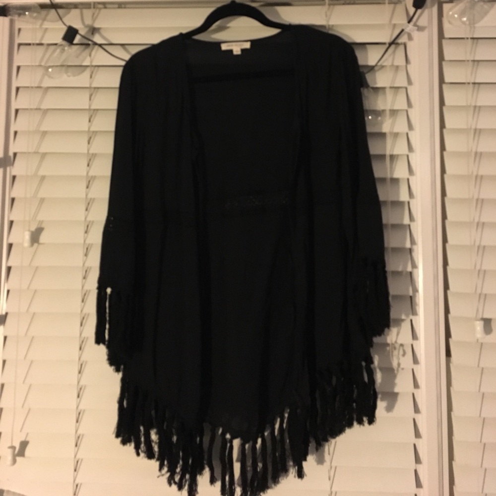 Black kimono with fringe