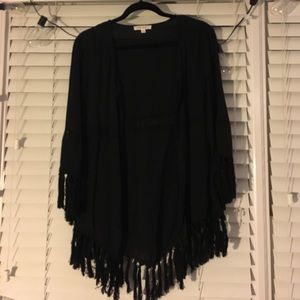 Black kimono with fringe