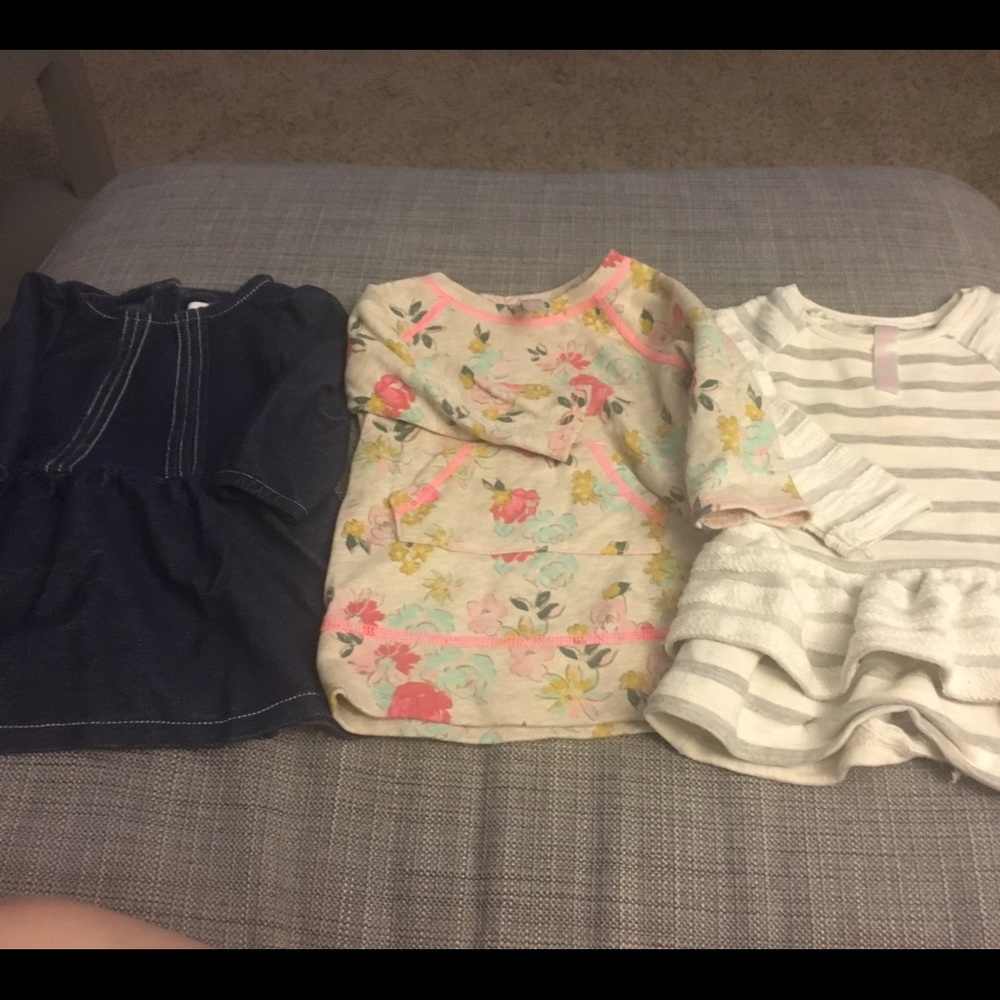 Toddler girls long sleeve dress Lot floral stripes