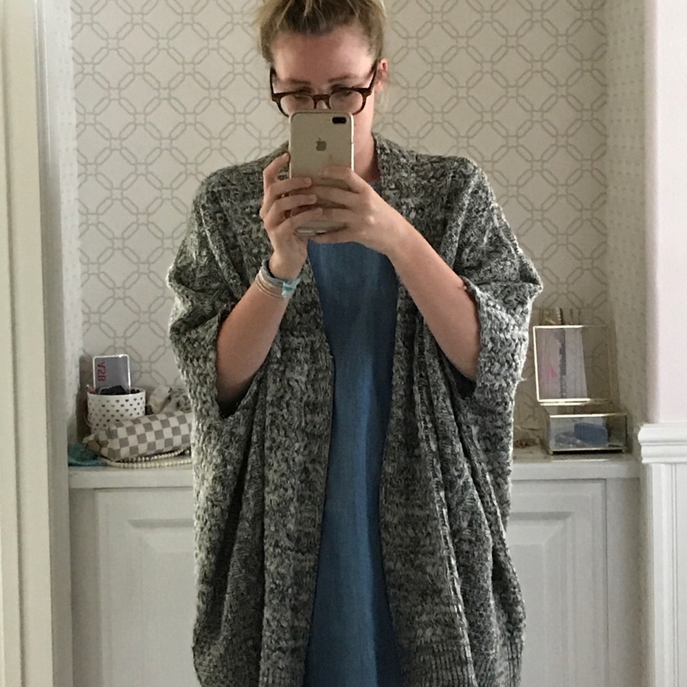 LF Gray/Black Zip Cardigan Sweater - Picture 2 of 4