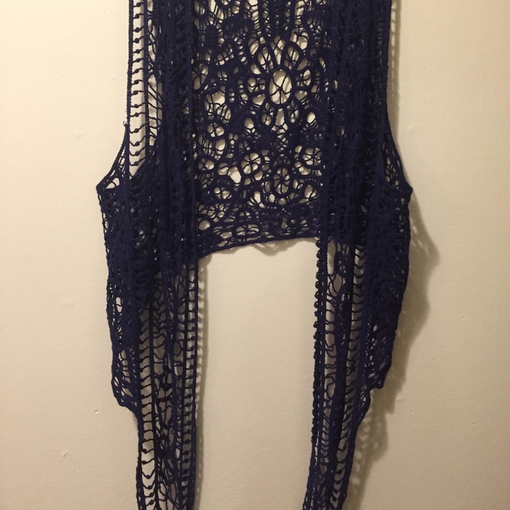 Navy blue lace vest