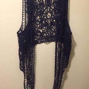 Navy blue lace vest