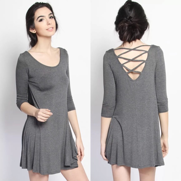 💥 SALE Strappy Cross Back Half Sleeve Tunic Dress - Picture 2 of 3