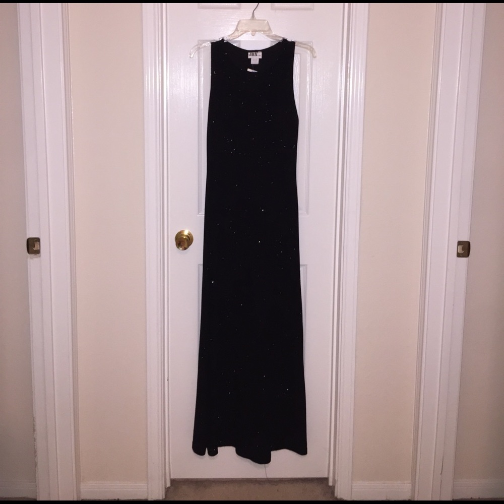 Size 6 Full Length Sparkly Black Dress