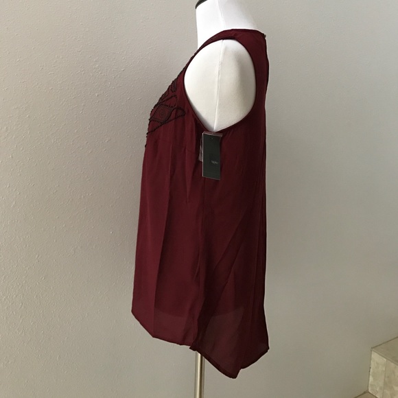 Sheer maroon beaded tank - Picture 3 of 4