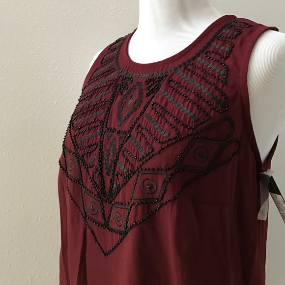 Sheer maroon beaded tank - Picture 4 of 4