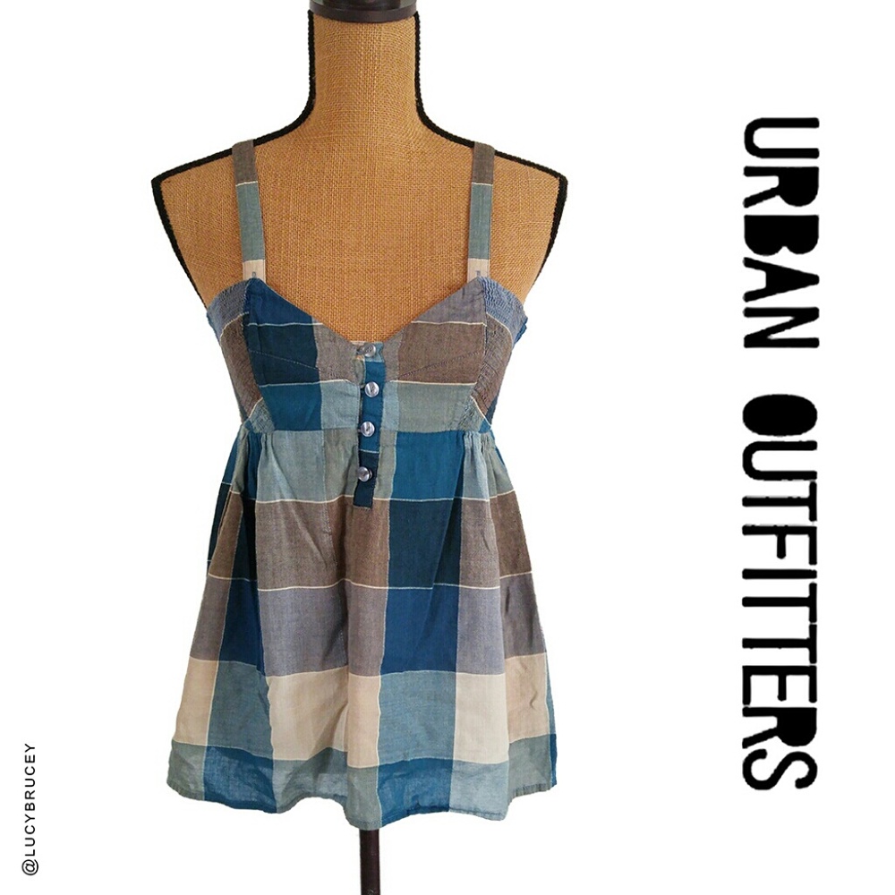 SOLD BDG Babydoll Plaid Top Detachable Straps