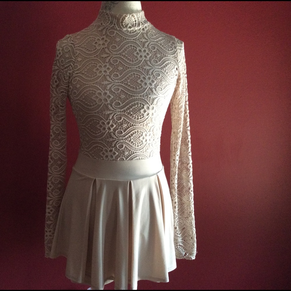 Cream Lace Short Romper