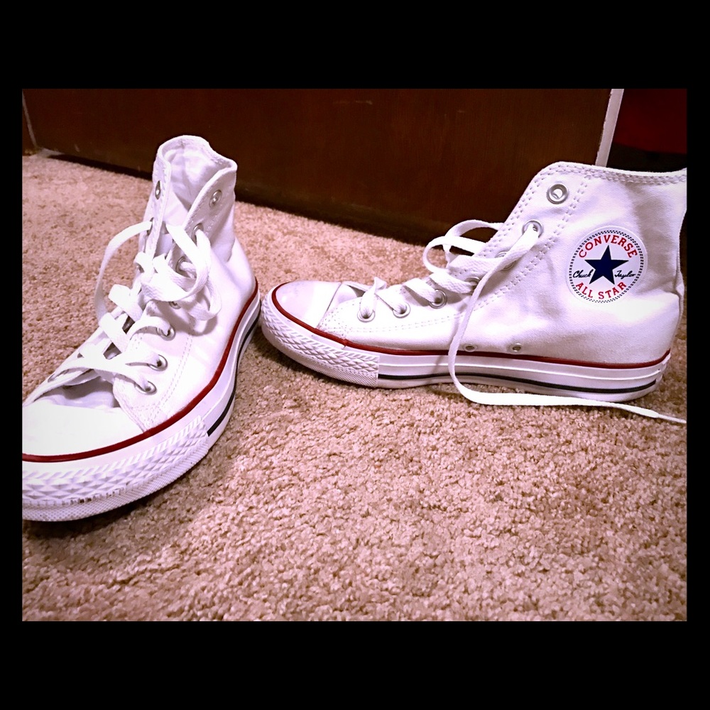 White Converse high tops