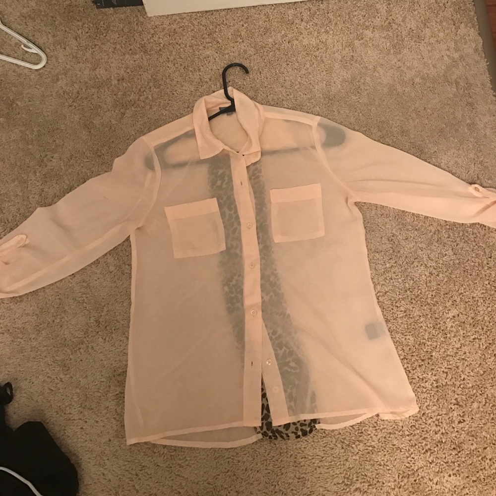 Sheer peach button up