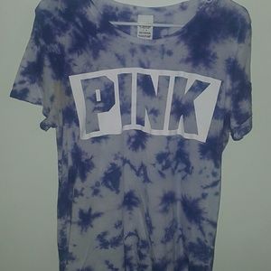 VS PINK TYE DYE BLUE AND WHITE TSHIRT