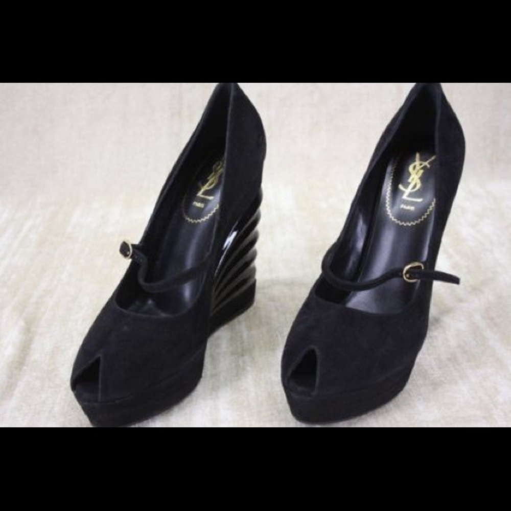 Yves Saint Laurent "Robyn" Suede Wedges